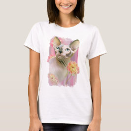 花の中のスフィンクス猫。 Tシャツ
