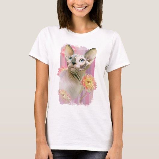 花の中のスフィンクス猫。 Tシャツ (正面)