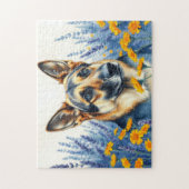 花の中のドイツのシパード ジグソーパズル (縦)