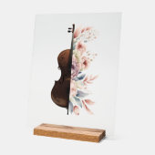 花の中のバイオリン。花束。 アクリルサイン (傾斜)