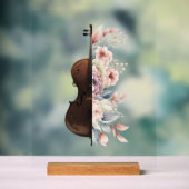 花の中のバイオリン。花束。 アクリルサイン (ニュートラル)
