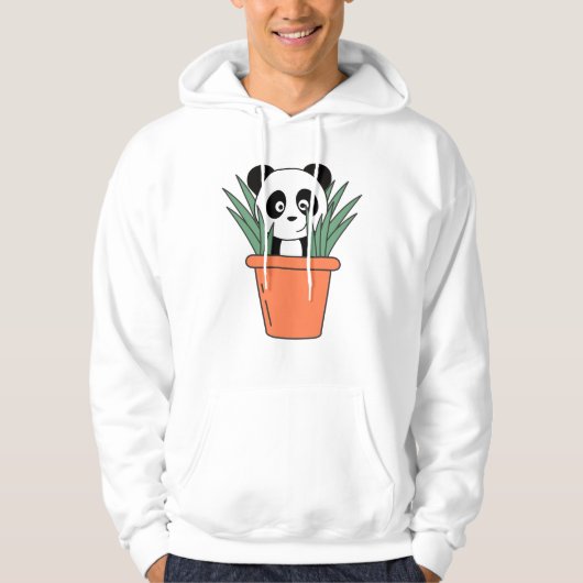 花の中のパンダおもしろいパンダクマ植物 パーカ (正面)
