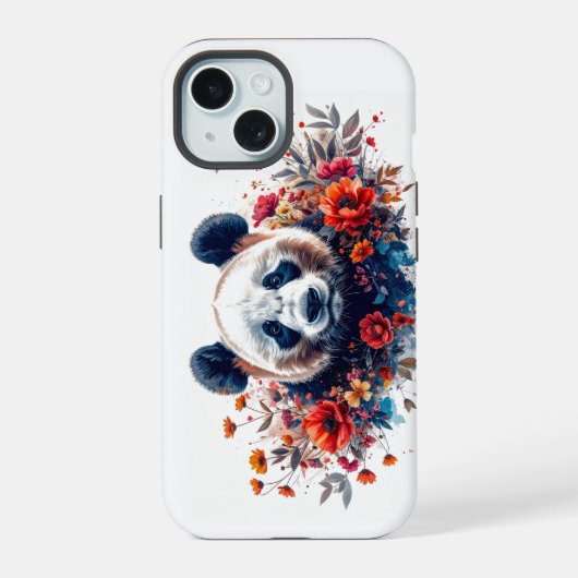 花の中のパンダ iPhone 15ケース (裏面)