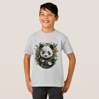 花の中のパンダ Tシャツ