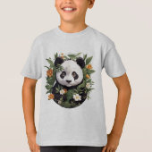 花の中のパンダ Tシャツ (正面)
