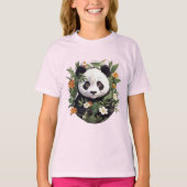 花の中のパンダ Tシャツ (正面)