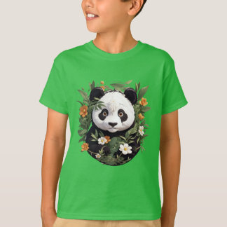 花の中のパンダ Tシャツ
