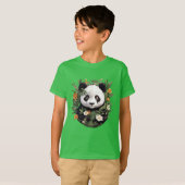 花の中のパンダ Tシャツ (正面フル)