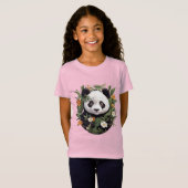 花の中のパンダ Tシャツ (正面フル)