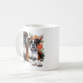 花の中のボクサー犬 コーヒーマグカップ (正面左)