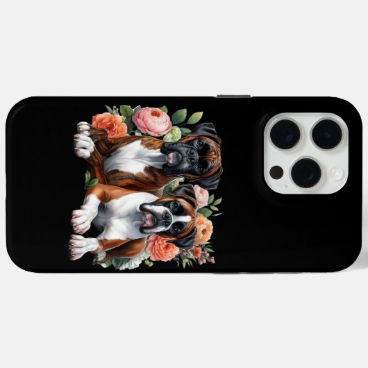 花の中のボクサー犬 Case-Mate iPhoneケース (裏面 (横))