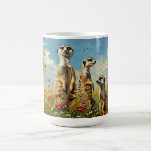 花の中のミーア猫 コーヒーマグカップ (中央)