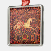 花の中のユニコーン,森林動物レッドフローラ メタルオーナメント (左)