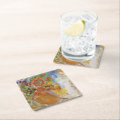 花の中の二人の若い女の子,レドン スクエアペーパーコースター (インサイチュ)