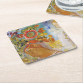 花の中の二人の若い女の子,レドン スクエアペーパーコースター (アングル)