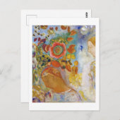 花の中の二人の若い女の子,レドン ポストカード (正面/裏面)