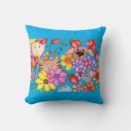花の中の友人 クッション (正面)