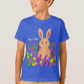 花の中の可愛いイースターバニー Tシャツ (正面)
