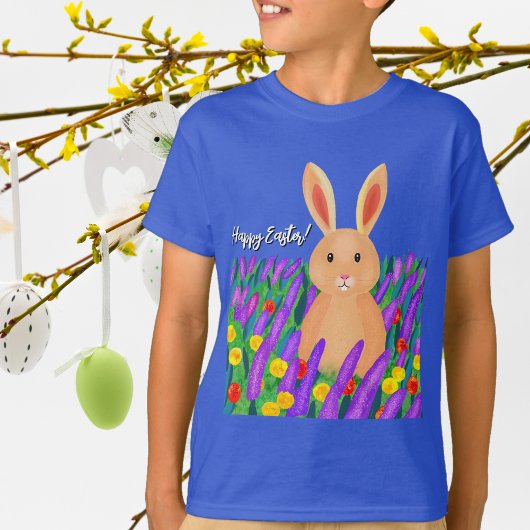 花の中の可愛いイースターバニー Tシャツ