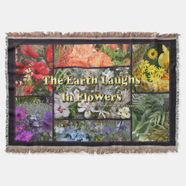 花の中の地球の笑い写真コラージュ スローブランケット