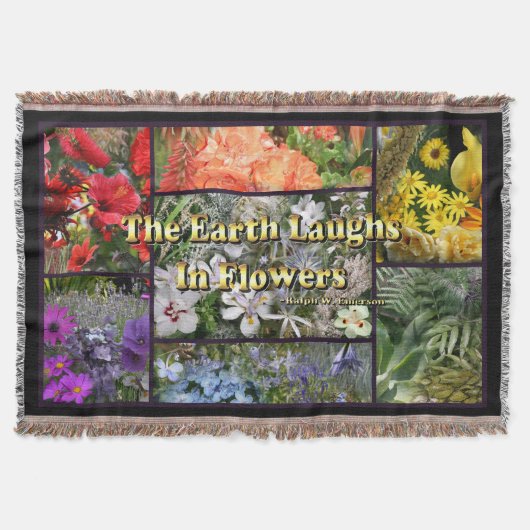 花の中の地球の笑い写真コラージュ スローブランケット (正面)