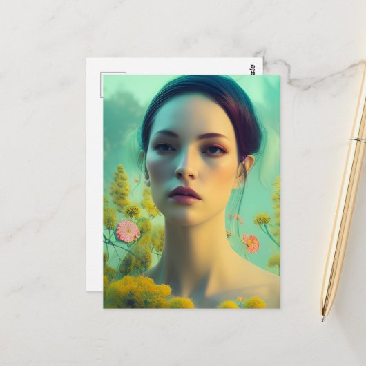 花の中の女性 ポストカード (正面/裏面インサイチュ)