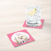 花の中の子犬ガールズベビーシャワーその女の子 スクエアペーパーコースター (インサイチュ)