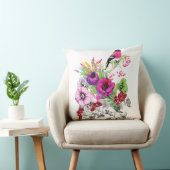 花の中の小さな鳥カスタム背景枕 クッション (椅子)