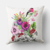花の中の小さな鳥カスタム背景枕 クッション (裏面)