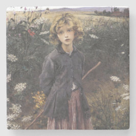 花の中の少女の歩く（バスティアン – レページ） ストーンコースター