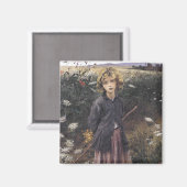 花の中の少女の歩く（バスティアン – レページ） マグネット (正面/裏面)