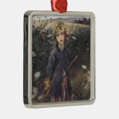 花の中の少女の歩く(バスティアン – レページ) メタルオーナメント (右)