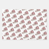 花の中の平和のウサギクリスマスの包み ラッピングペーパーシート (正面3)