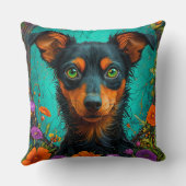 花の中の犬 クッション (裏面)