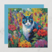 花の中の猫ノートカード ノートカード (正面/裏面)