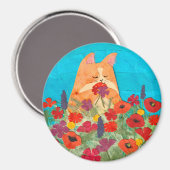 花の中の猫 マグネット (正面/裏面)