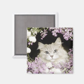花の中の猫 マグネット (正面/裏面)