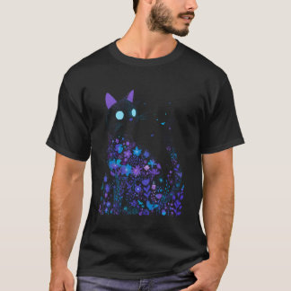 花の中の猫 メンズ レディース キッズ カントリーテイスト Tシャツ