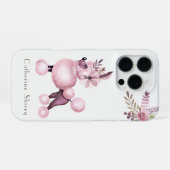 花の中の紫のプードルのカスタムスマホケース iPhoneケース (裏面横)