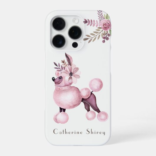 花の中の紫のプードルのカスタムスマホケース iPhoneケース (裏面)