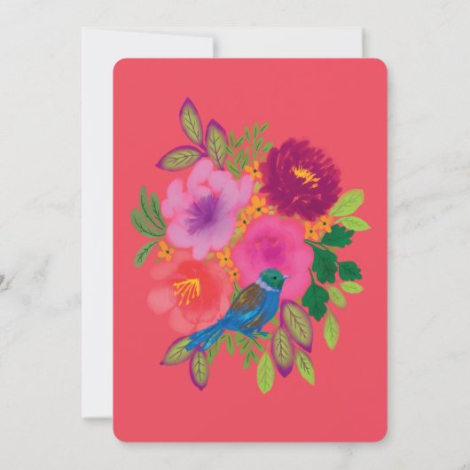 花の中の結婚鳥 招待状 (裏面)