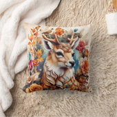 花の中の美しい牡鹿 クッション (ブランケット)