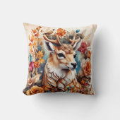 花の中の美しい牡鹿 クッション (正面)