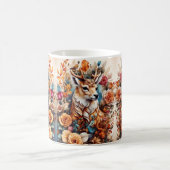 花の中の美しい牡鹿 コーヒーマグカップ (中央)