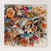 花の中の美しい牡鹿 ジグソーパズル (横)