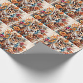 花の中の美しい牡鹿 ラッピングペーパー (角)