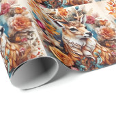 花の中の美しい牡鹿 ラッピングペーパー (ロールコーナー)