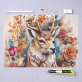 花の中の美しい牡鹿 薄葉紙 (クラフト)