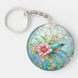 花の中の美しい鳥 キーホルダー