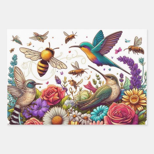 花の中の自然のバレエ蜂の巣 ラッピングペーパーシート (正面3)